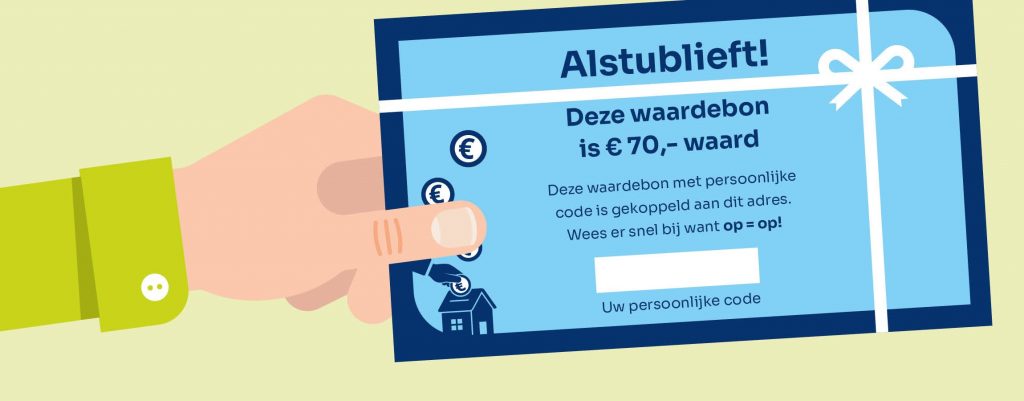 afbeelding van een hand die een waardebon vasthoudt