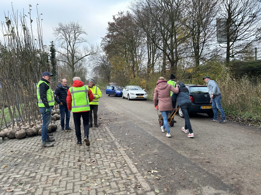 Afbeelding van inwoners uit de gemeente Rheden, die de gratis boom kwamen ophalen